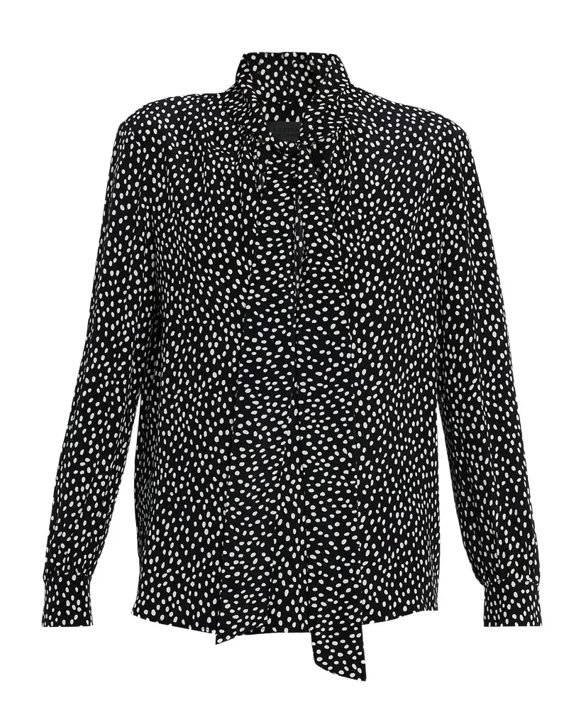 Nili Lotan Janese Dot-Print Silk Neck-Tie Blouse