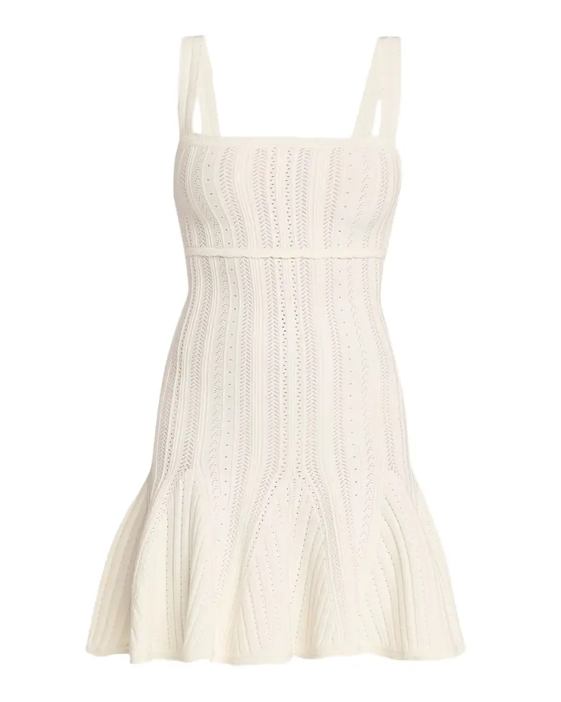 LoveShackFancy Tabatha Pointelle Knit Mini Dress