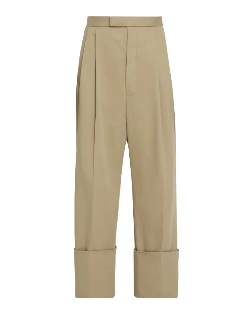 Thom Browne Men 's Cotton High-Rise Pleated Wide Leg Trousers