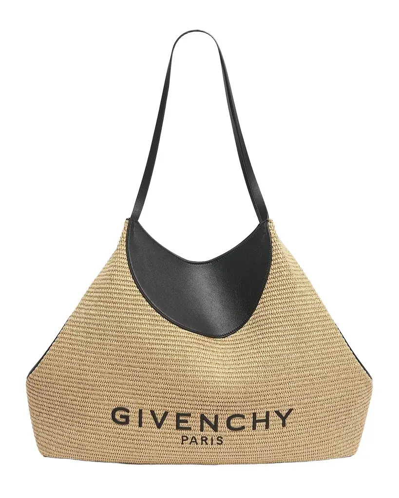 Givenchy Facet Medium Raffia & Leather Shoulder Bag