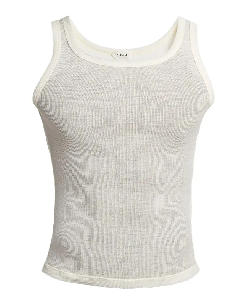 Versace Men 's Ribbed Wool Tank Top