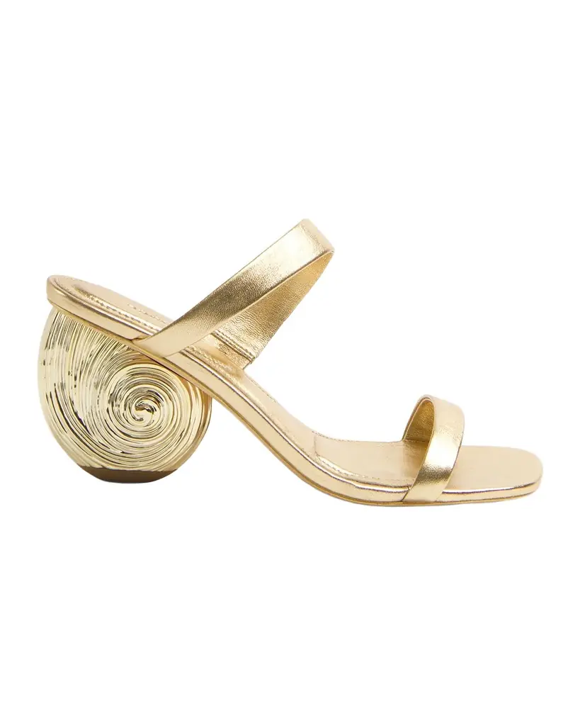 SIMKHAI 75mm Marion Metallic Leather Oyster Mule Sandals