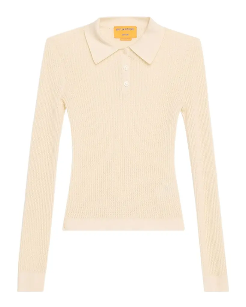 Guest in Residence Shrunken Long-Sleeve Cashmere Polo