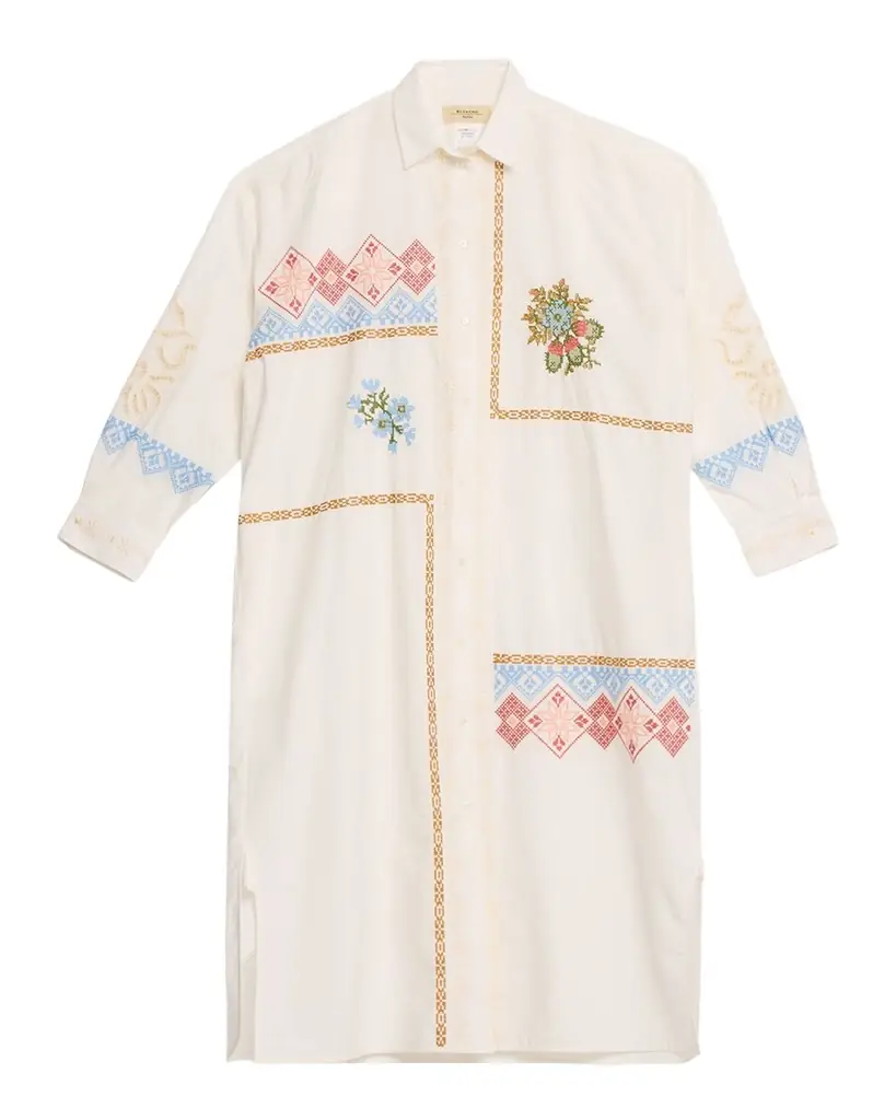 Weekend Max Mara Gru Embroidered Cotton Poplin Midi Shirtdress