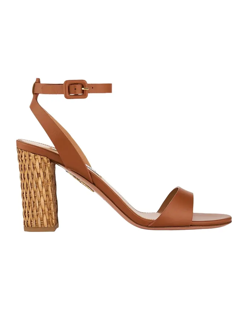 Aquazzura Sunseeker Leather Ankle-Strap Sandals