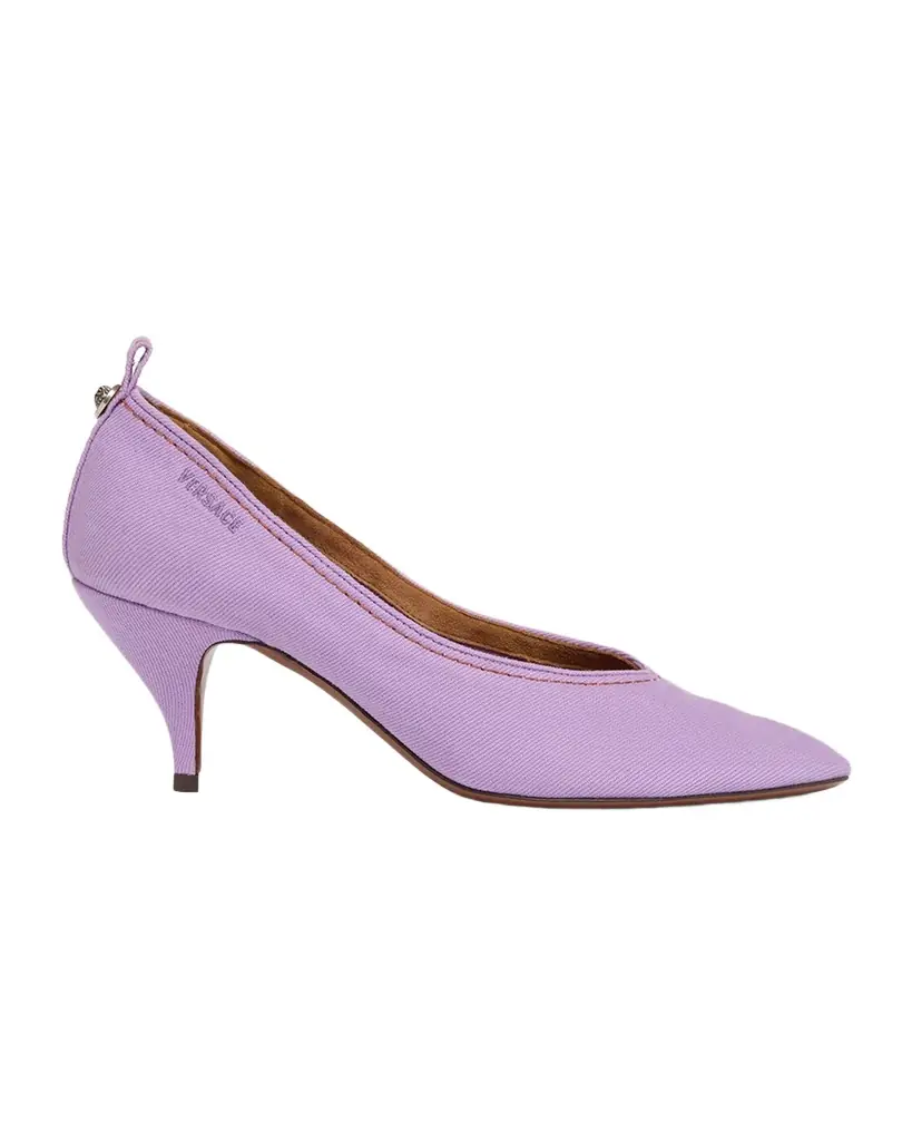 Versace 65mm Canvas Pointed-Toe Pumps