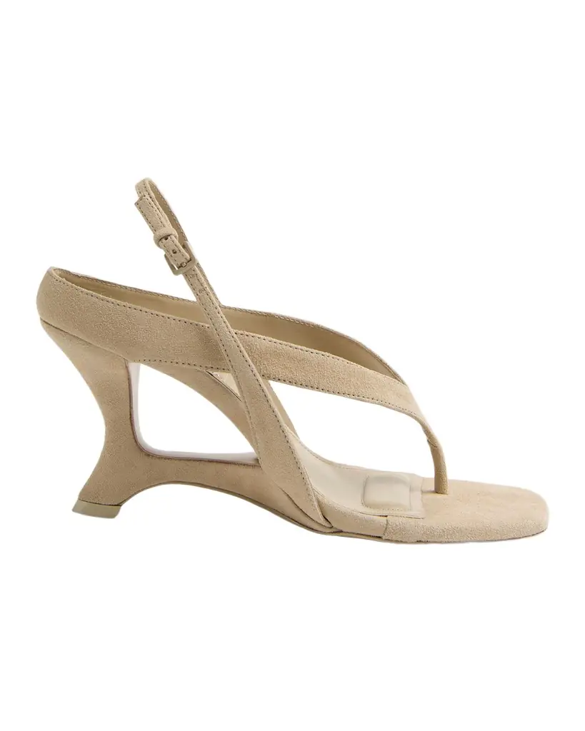 SIMKHAI Darya Suede Wedge Thong Sandals
