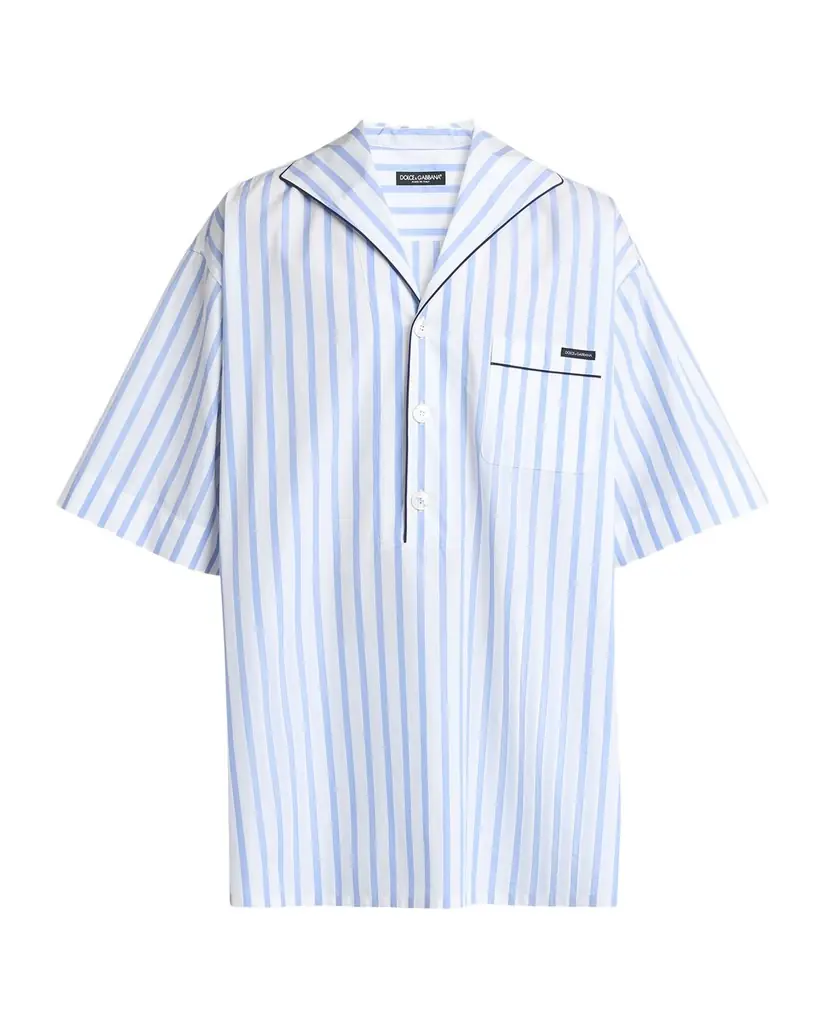 Dolce & Gabbana Men 's Cotton and Silk Stripe Oversized Short-Sleeve Shirt