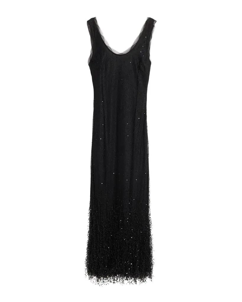 SIMKHAI Irisa Beaded Fringe Lace Midi Dress