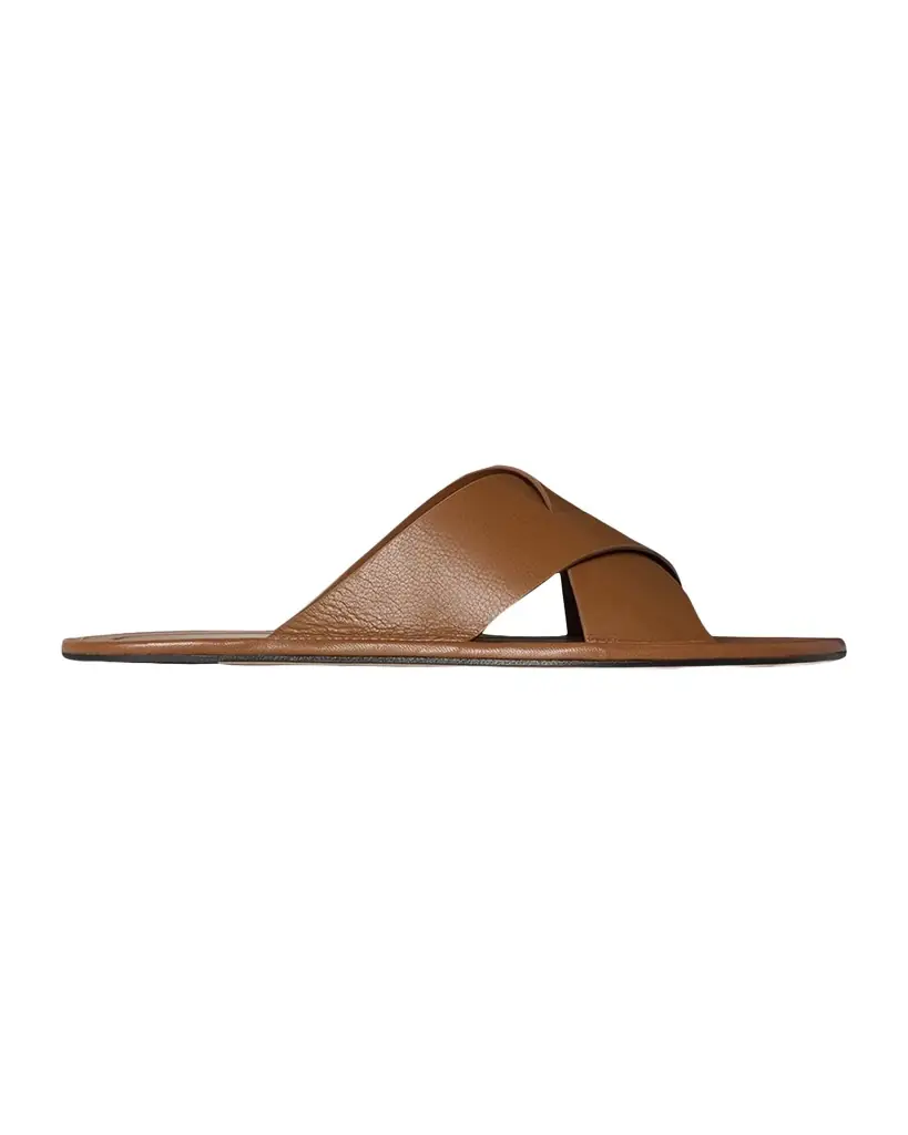 THE ROW Malick Leather Crisscross Slide Sandals