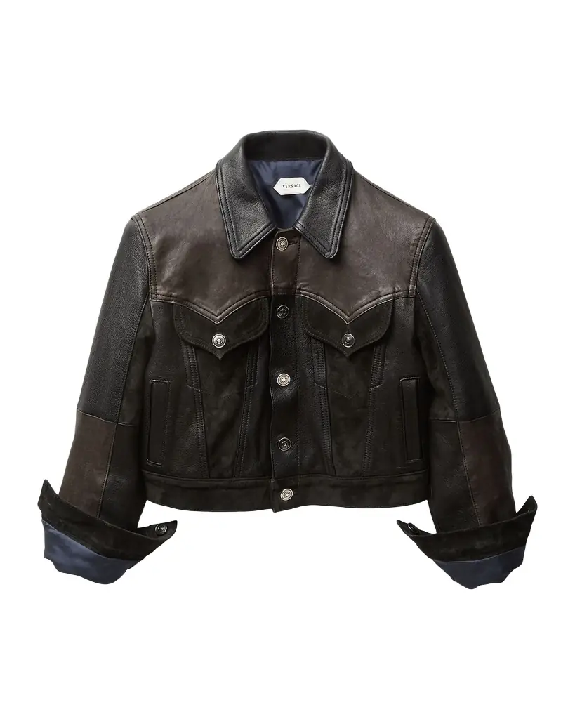 Versace Slim Leather Patchwork Jacket