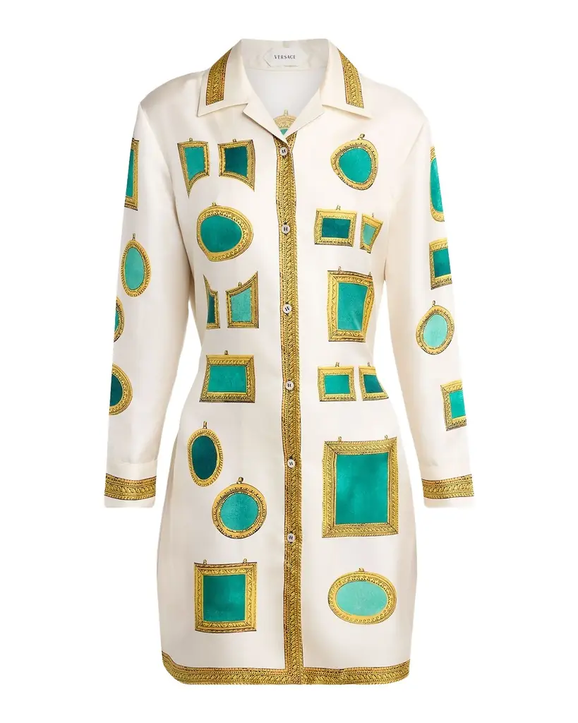Versace Printed Silk Twill Mini Shirtdress