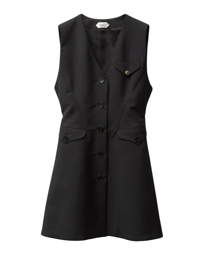 Versace Grain De Poudre Wool Mini Dress
