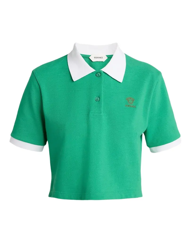 Versace Pique Polo with Medusa Embroidery