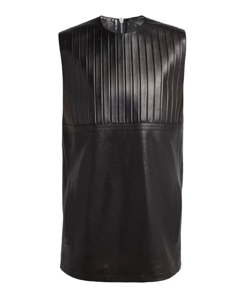Versace Pleated Leather Mini Dress