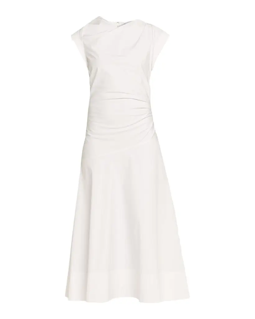 Veronica Beard Lisette Drop-Waist Stretch Cotton Midi Dress