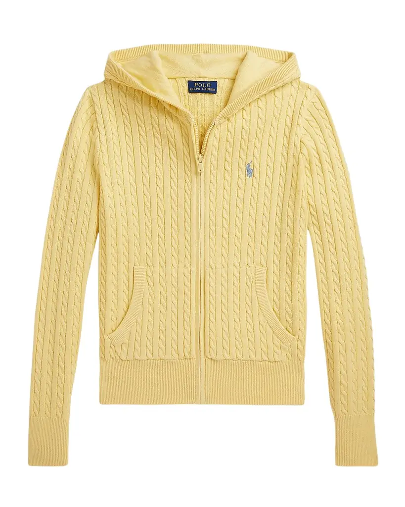 Polo Ralph Lauren Girl 's Mini-Cable Cotton Full-Zip Hoodie, S-XL