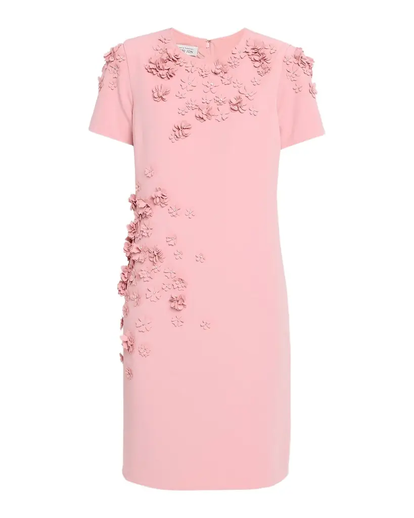 Rickie Freeman for Teri Jon Floral Applique Crepe Dress