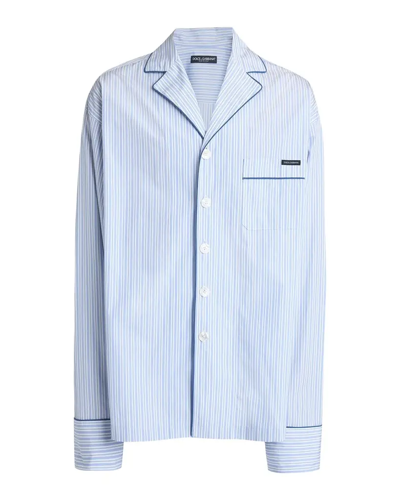 Dolce & Gabbana Men 's Cotton and Silk Stripe Button-Down Shirt with Piping