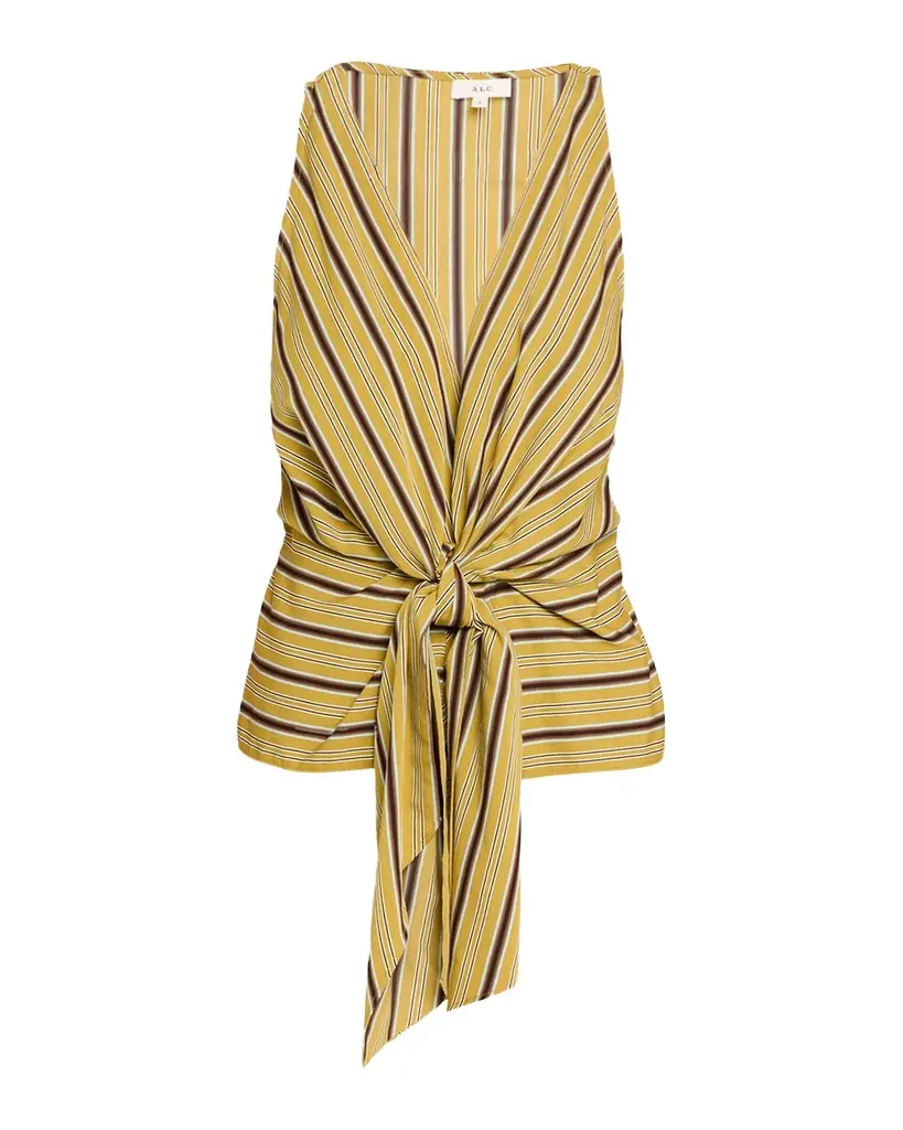 A.L.C. Elle Stripe Sleeveless Tie-Front Top