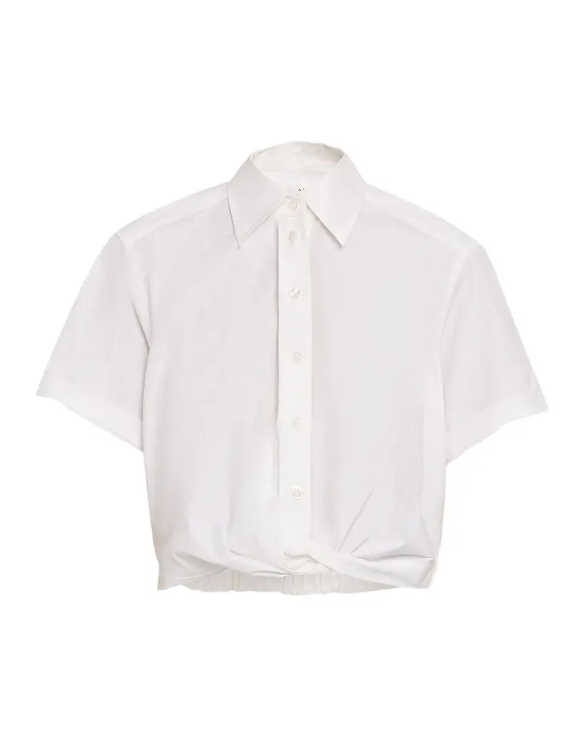 A.L.C. Lily Cropped Twist-Front Poplin Shirt