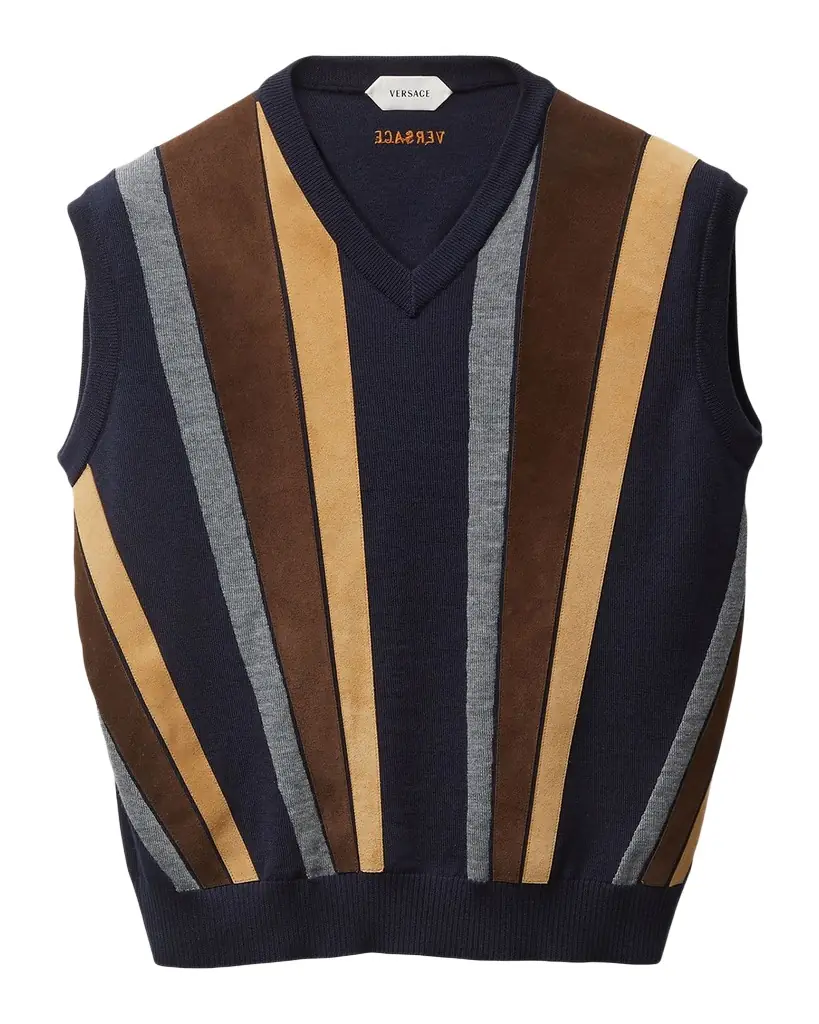 Versace Suede Patchwork Sweater Vest