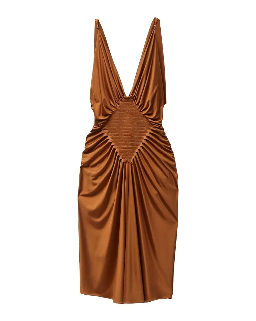 Versace Draped Silk-Satin Midi Dress