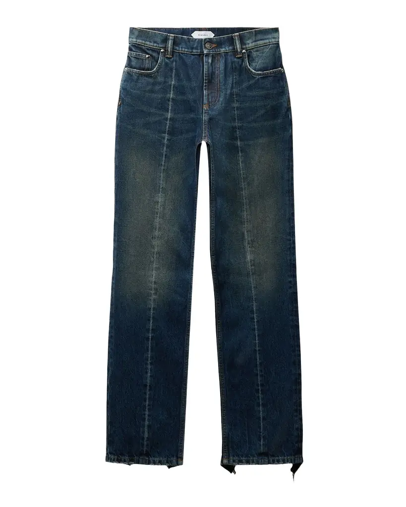 Versace Distressed Straight-Leg Jeans