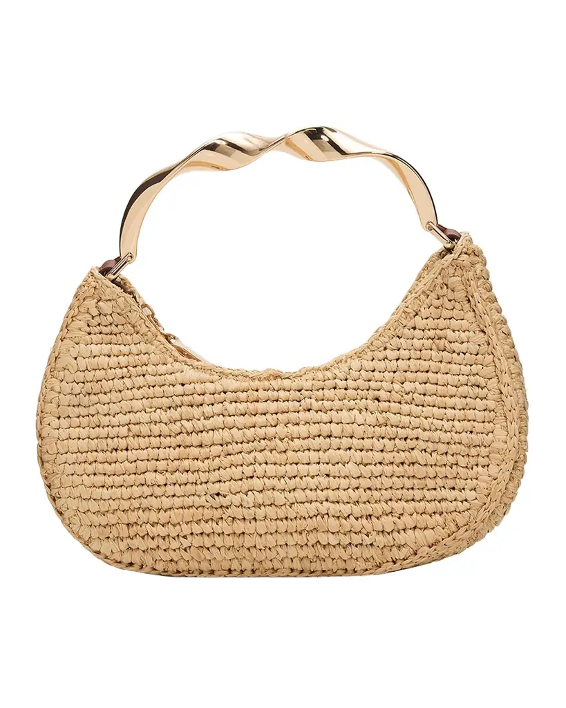SIMKHAI Nixi Twist Raffia Top-Handle Bag
