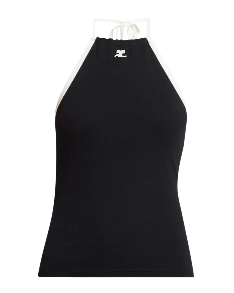 Courreges Contrast Logo Halter Tank Top
