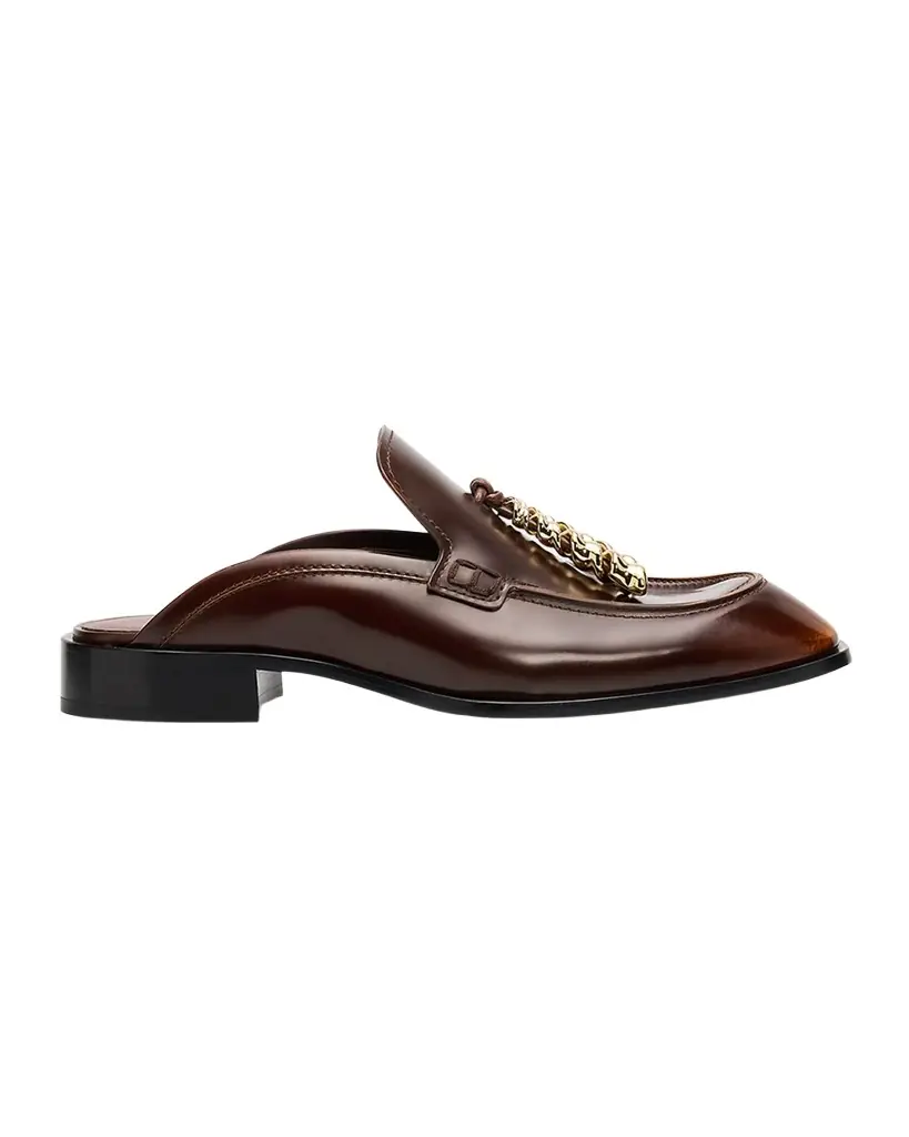 Loewe Edge Leather Loafer Mules