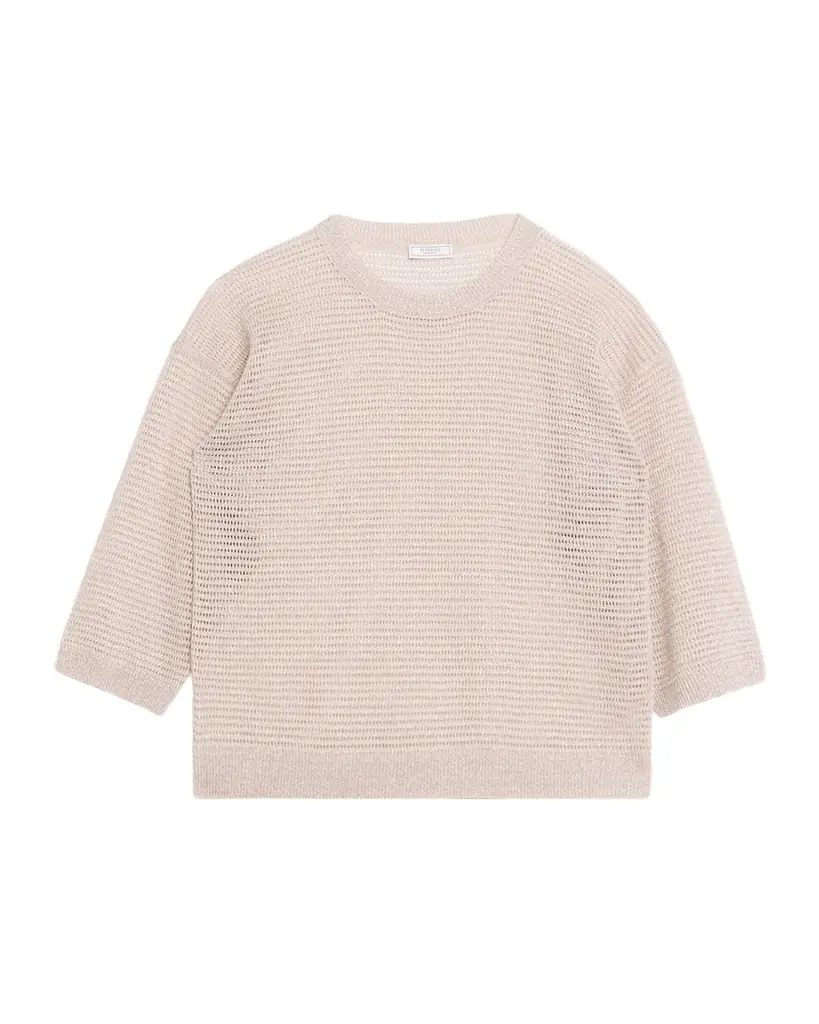 Peserico Shimmer Open-Knit Crewneck Sweater