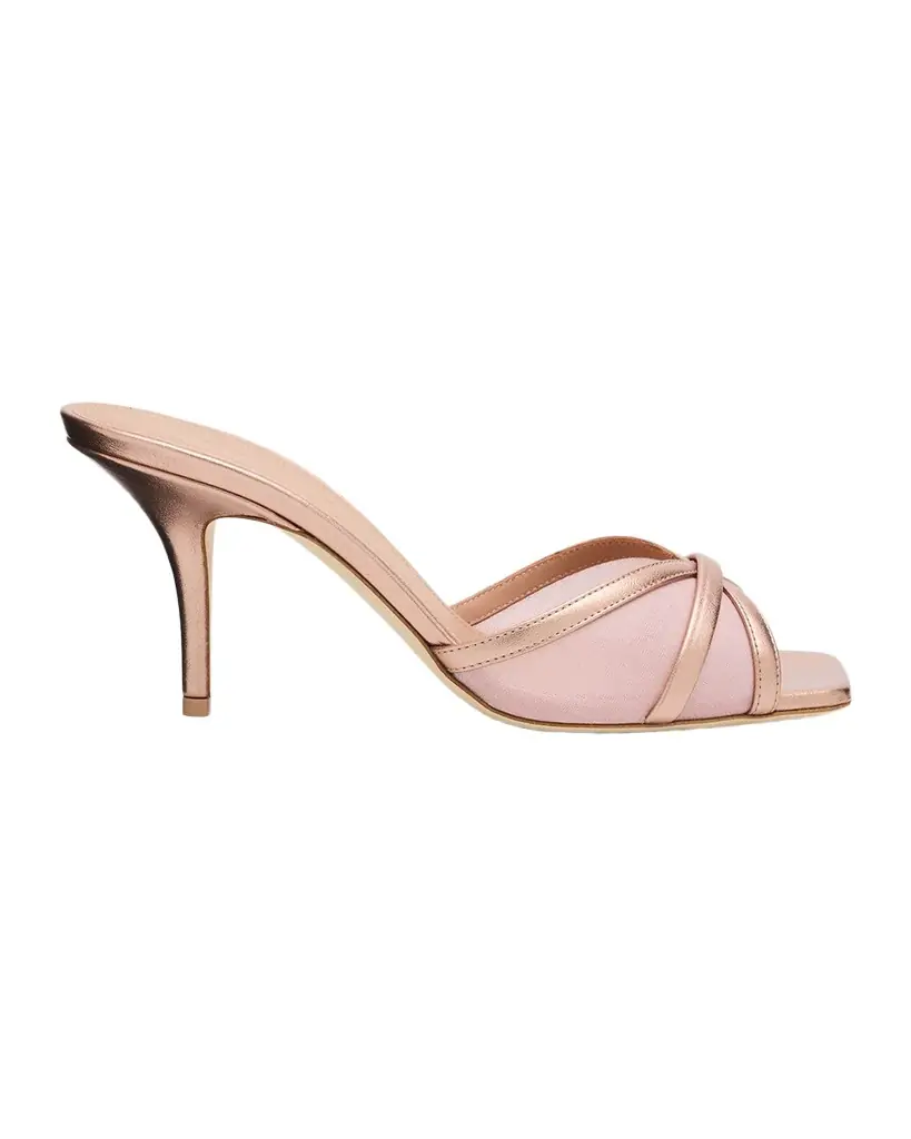 Malone Souliers 70mm Perla Metallic Leather and Mesh Sandals