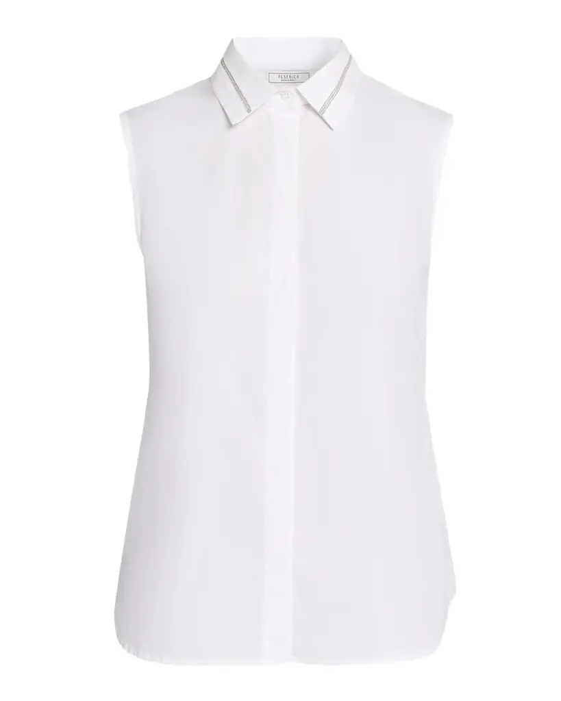 Peserico Sleeveless Linen-Cotton Shirt