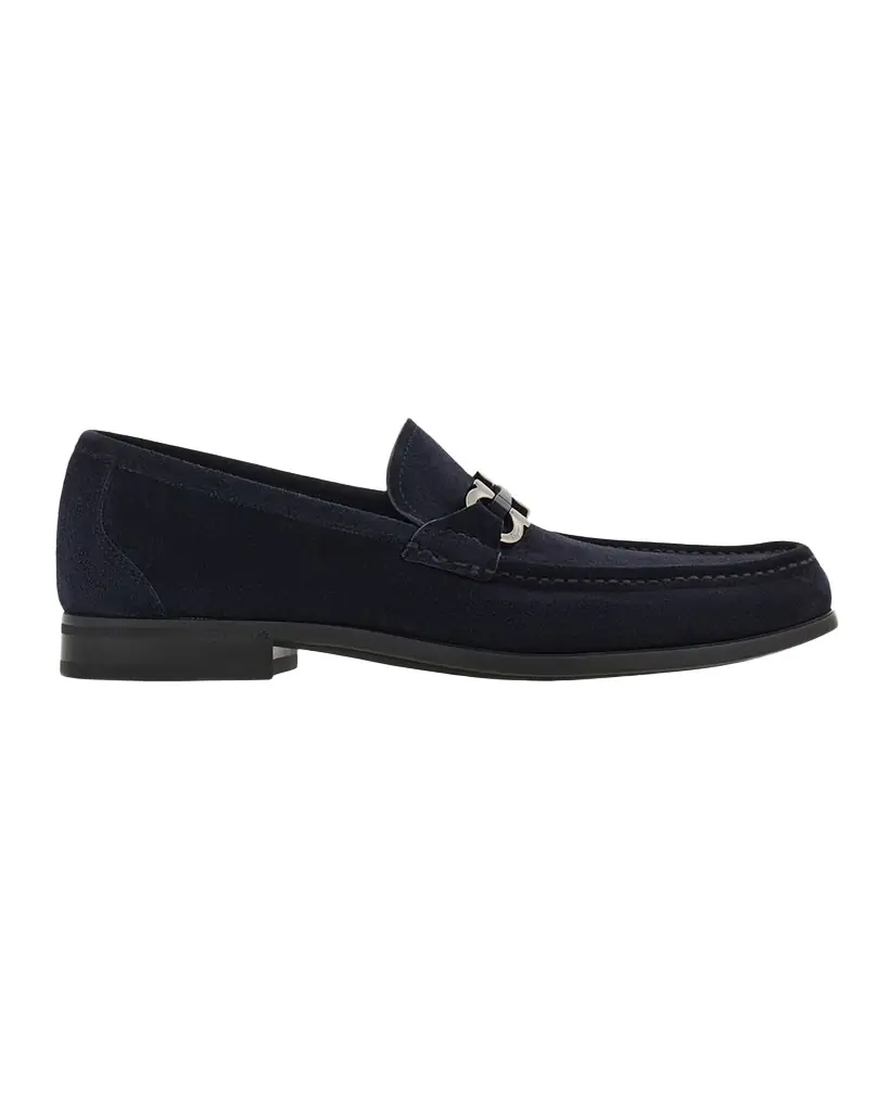 Ferragamo Men 's Grandioso Suede Gancio-Bit Loafers