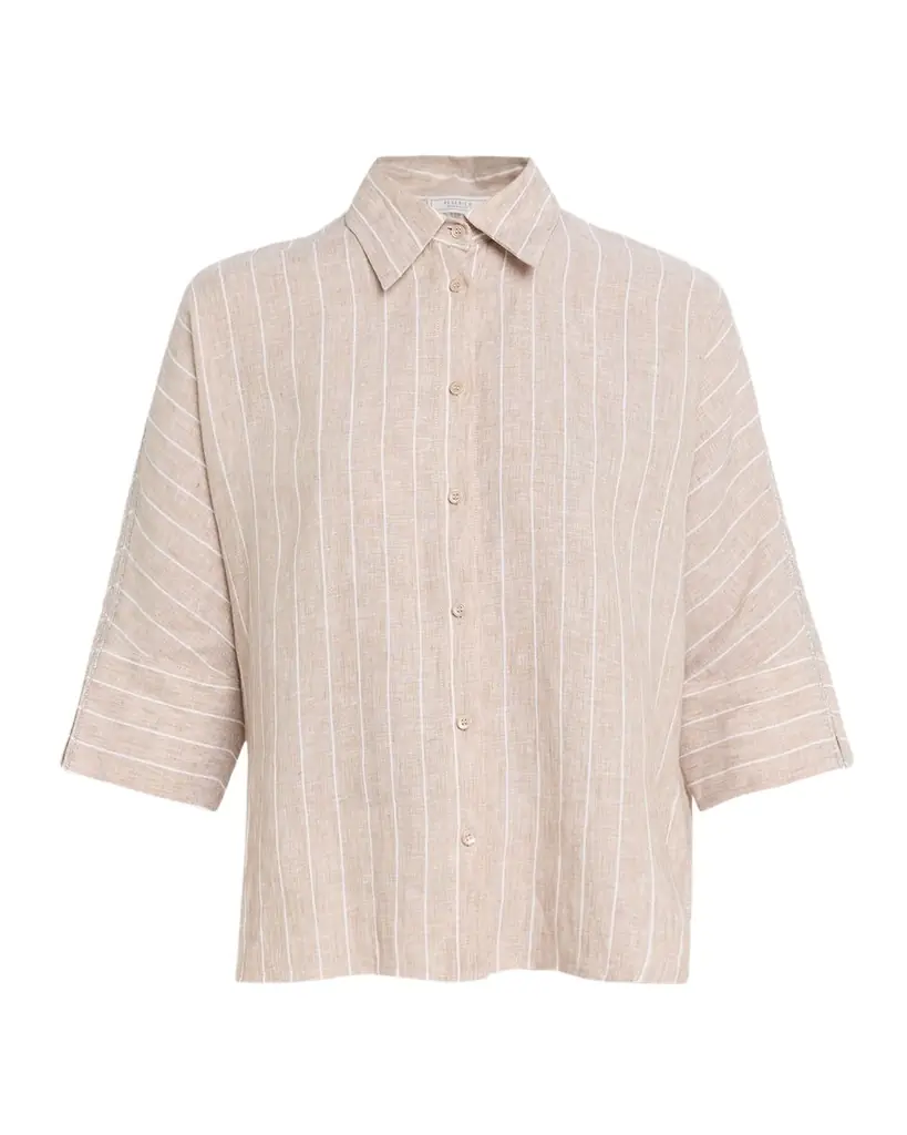 Peserico Chain-Trim Linen Shirt