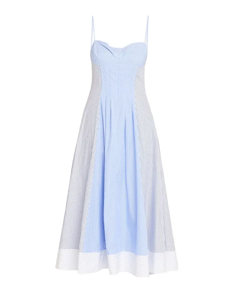 SIMKHAI Chamberlain Striped Cotton Midi Dress