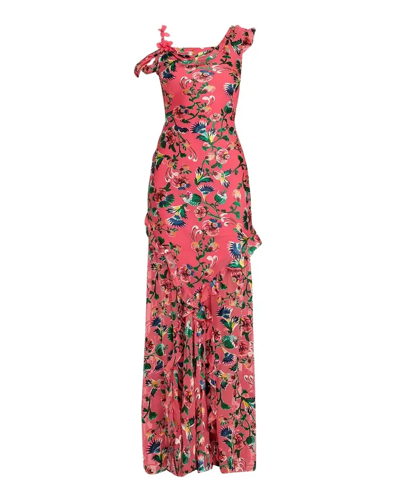 Saloni Seema Floral Silk Chiffon Maxi Dress