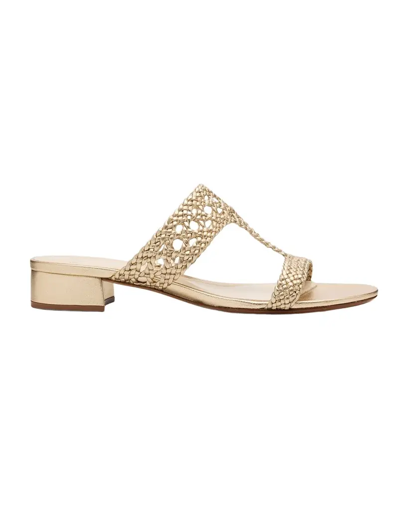 Alexandre Birman Braided Metallic Leather Block-Heel Sandals