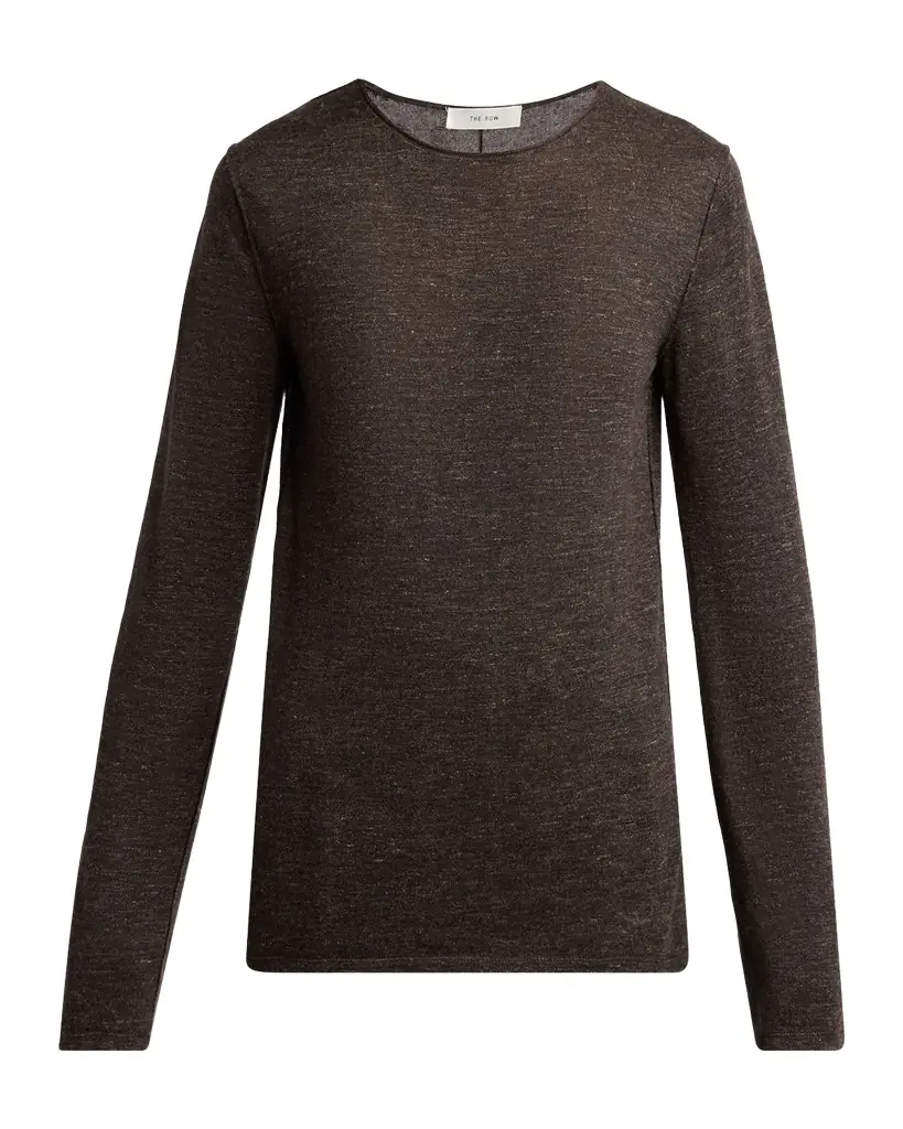 THE ROW Nile Cashmere, Silk, and Linen Long-Sleeve Top