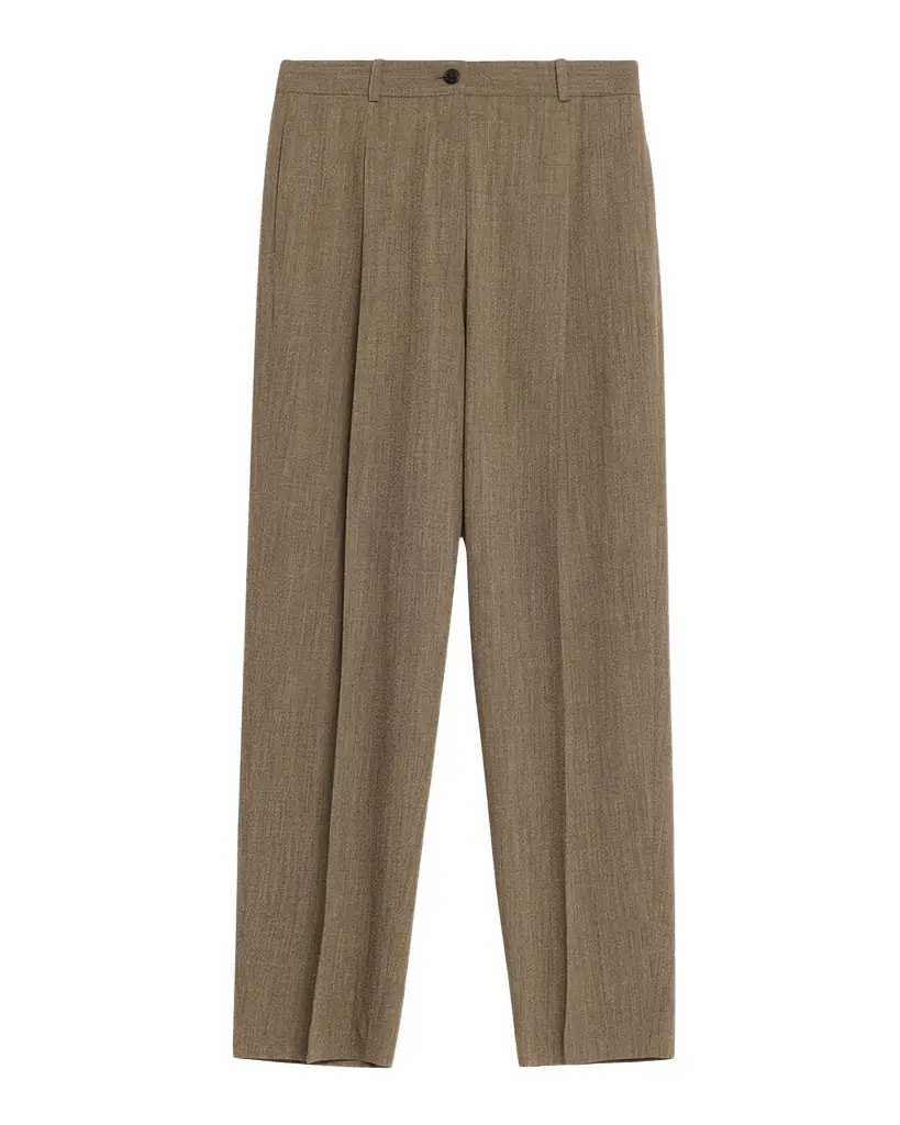 THE ROW Gianni Wool Pleated Tapered-Leg Pants