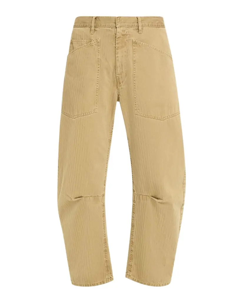 Nili Lotan Shon Herringbone Barrel-Leg Ankle Pants