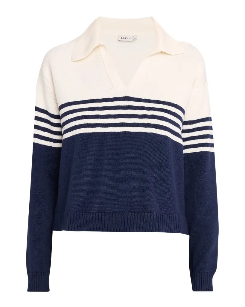 SIMKHAI Jules Stripe Polo Sweater