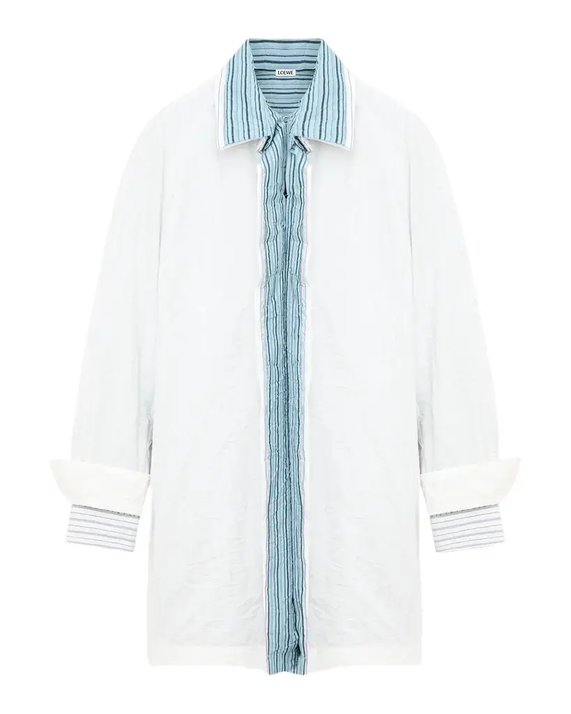 Loewe Crinkled Cotton Poplin Layered Mini Shirtdress