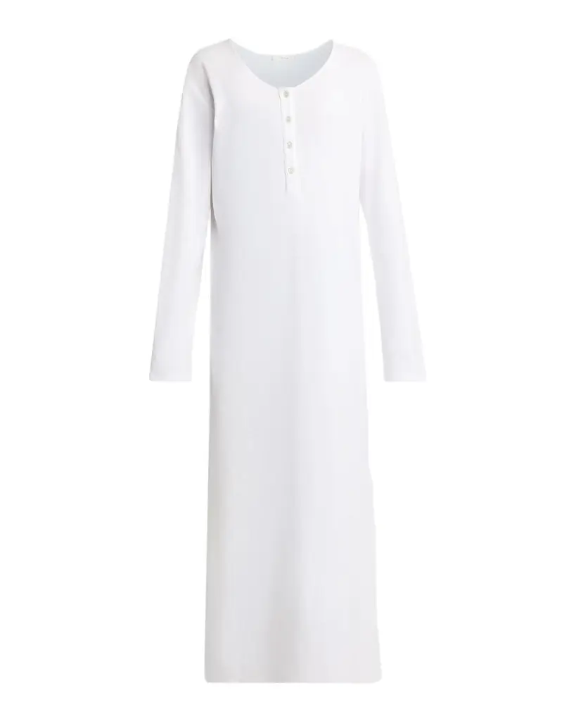 THE ROW Latoya Long-Sleeve Crewneck Cotton Midi Dress