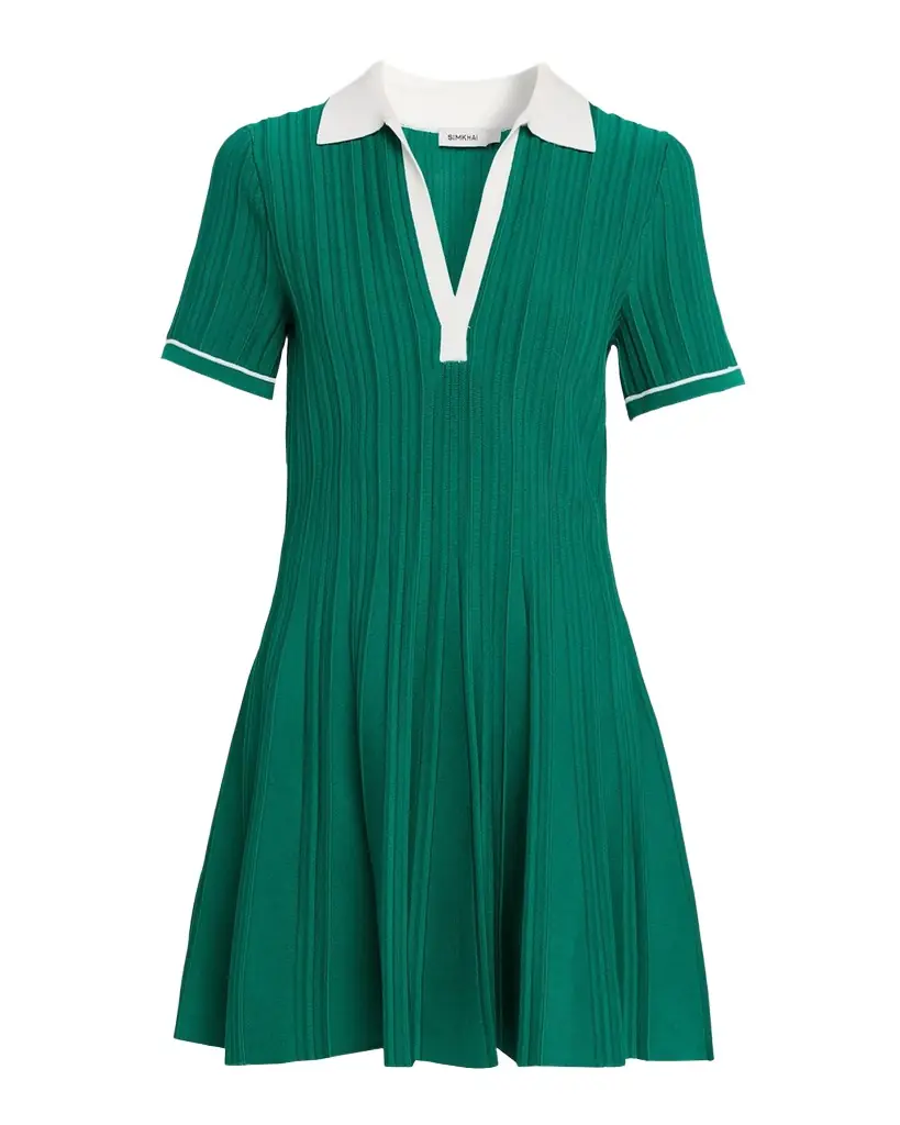 SIMKHAI Page Knit Polo Mini Dress