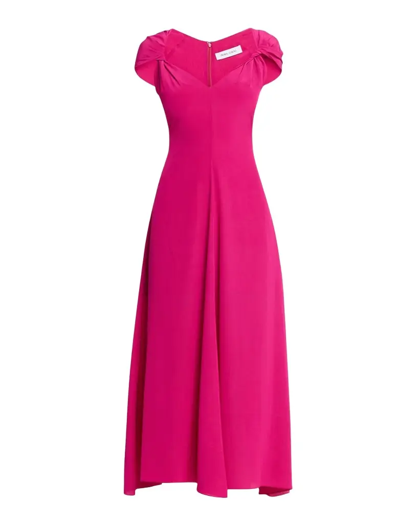Prabal Gurung Twisted Cap-Sleeve A-Line Midi Dress