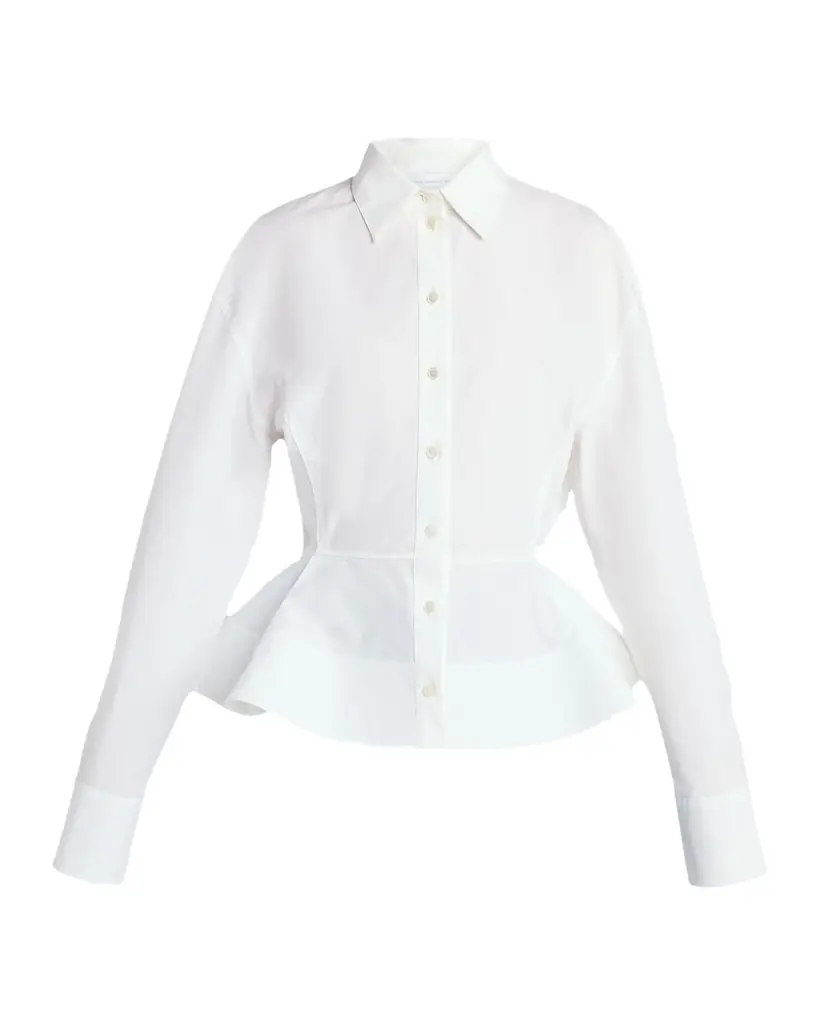 Stella McCartney Cotton Poplin Button-Front Peplum Shirt