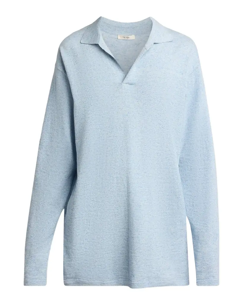 THE ROW Niosa Long-Sleeved Cotton & Linen Polo Top