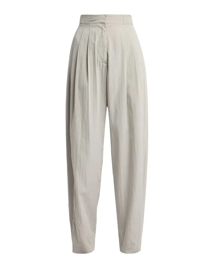 THE ROW Iven Low-Rise Crinkled Barrel-Leg Pants